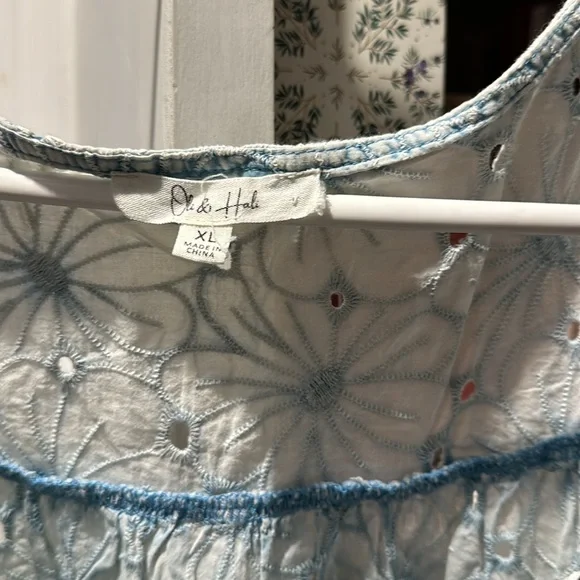 Oli & Hali Blue Washed Eyelet Laced Babydoll - Picture 2 of 6